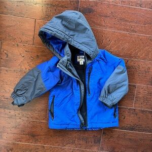 Blue and Gray Hooded Jacket
